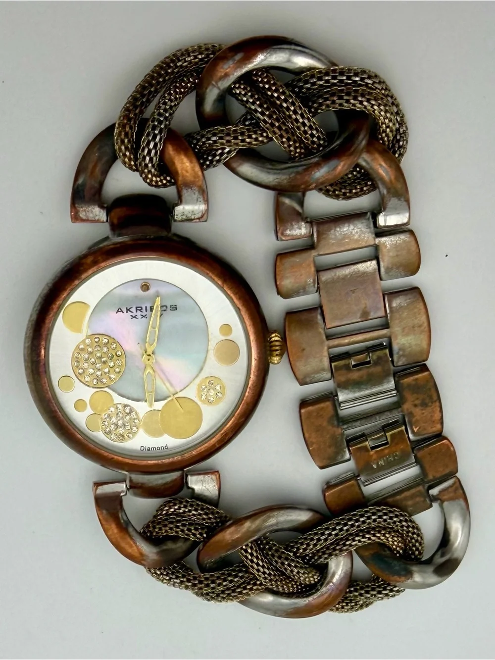Akribos XXIV Gold and Mother-of-Pearl Accent Women's Watch
